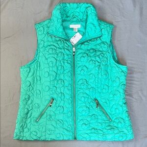 NWT Christopher & Banks Quilted  Teal Vest XL